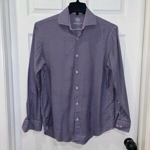 BUGatchi LS Button Down purple and black houndstooth shirt SZ 16/40
